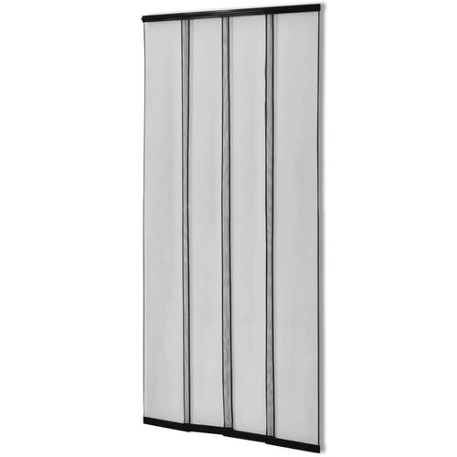 Insektdør med 4 baner netgardin 220 x 100 cm Sort Polyester