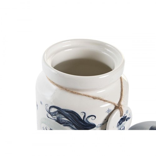 Keramiske opbevaringskrukker 12 × 12 × 16 cm - Blå/Hvid, 3 stk