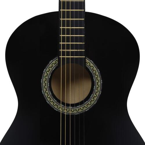 Klassisk guitar til begyndere 4/4 39" lindetræ sort