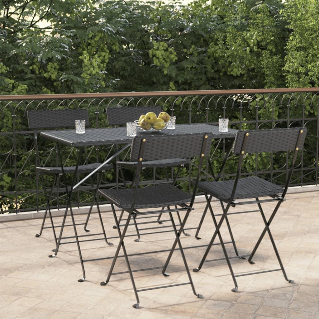 Foldbare bistrostole 4 stk. polyrattan og stål sort billede