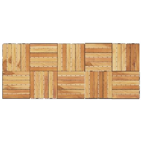 Terrassebrædder 10 stk. 30x30 cm lodret mønster massivt teak