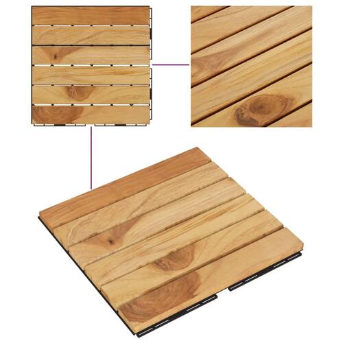 Terrassebrædder 10 stk. 30x30 cm lodret mønster massivt teak