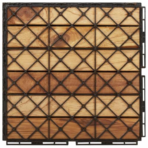 Terrassebrædder 10 stk. 30x30 cm lodret mønster massivt teak