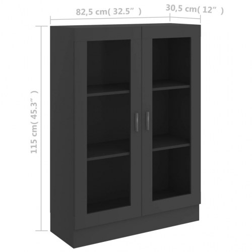 Vitrineskab 82,5x30,5x115 cm spånplade grå