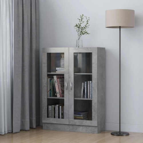 Vitrineskab 82,5x30,5x115 cm spånplade betongrå