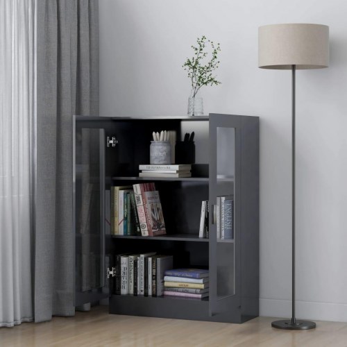 Vitrineskab 82,5x30,5x115 cm spånplade grå højglans