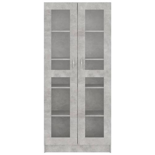 Vitrineskab 82,5x30,5x185,5 cm spånplade betongrå