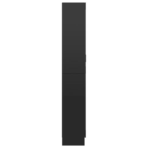 Vitrineskab 82,5x30,5x185,5 cm spånplade sort højglans