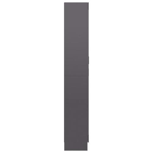 Vitrineskab 82,5x30,5x185,5 cm spånplade grå højglans