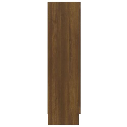Vitrineskab 82,5x30,5x115 cm konstrueret træ brun egetræsfarve