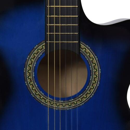 Klassisk western cutaway guitar med equalizer og 6 strenge blå