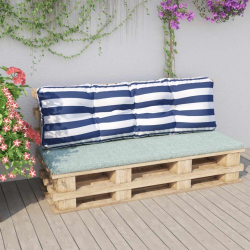 Pallehynde 120×40×12 cm - stribet blå/hvid i polyester