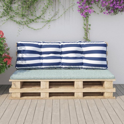 Pallehynde 120×40×12 cm - stribet blå/hvid i polyester