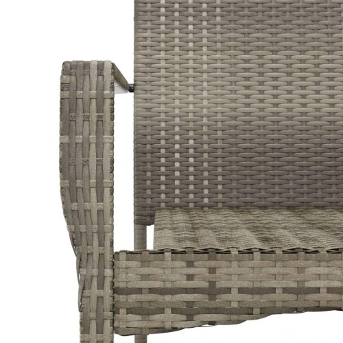 Spisebordssæt til haven 3 dele med hynder - polyrattan, sort/grå