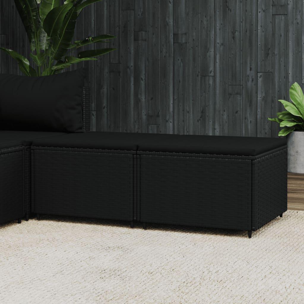 Fodskamler til have 2 stk. med hynder polyrattan sort