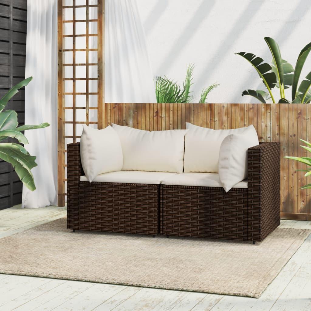 Hjørnemoduler Til Havesofa 2 Stk. Med Hynder Polyrattan Brun