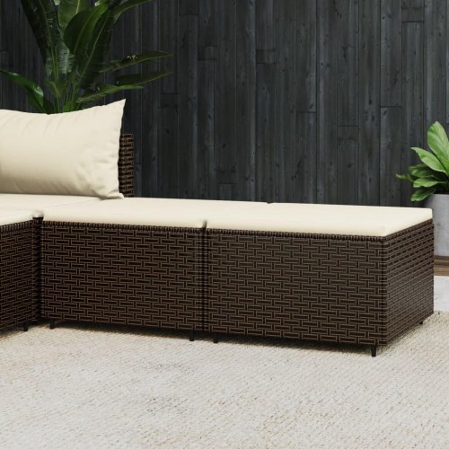 Fodskamler til have 2 stk. med hynder polyrattan brun