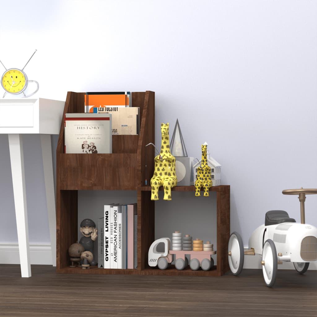 Magasinholder til børn 71x30x78,5 cm konstrueret træ brunt eg