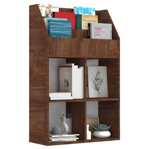 Magasinholder til børn 71x30x114 cm konstrueret træ brunt eg