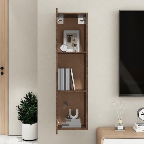 Væghængt tv-skab 30,5x30x110 cm brun egetræsfarve