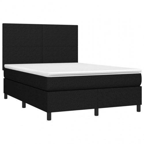 Kontinentalseng med madras 140 × 190 cm - stof, sort