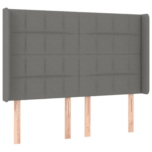 Kontinentalseng med LED-lys 140 × 190 cm - mørkegrå stof