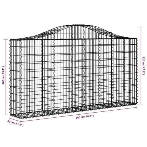 Buet gabionkurv 200x30x100/120 cm galvaniseret jern