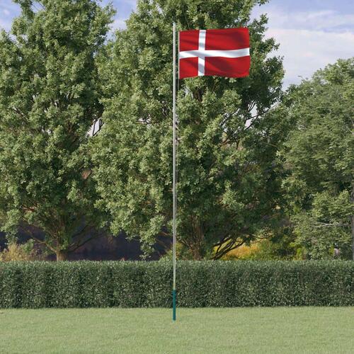 Danmark flag og flagstang 6,23 m aluminium