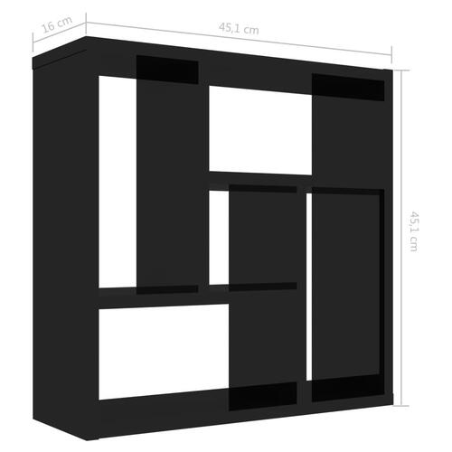 Væghylde 45,1x16x45,1 cm spånplade højglans sort