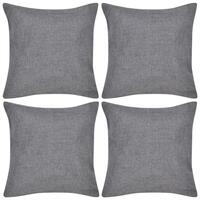 4 antracitgrå pudebetræk, linned-look 50 x 50 cm