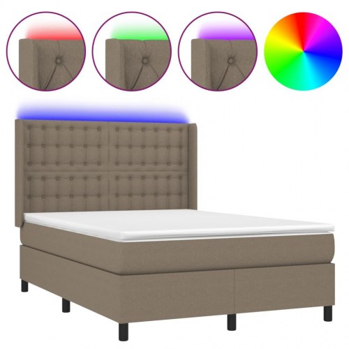 Kontinentalseng med LED-lys 140×190 cm - stof, gråbrun