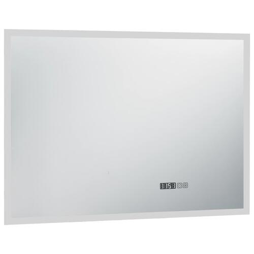 LED-spejl med berøringssensor og tidsdisplay 100x60 cm