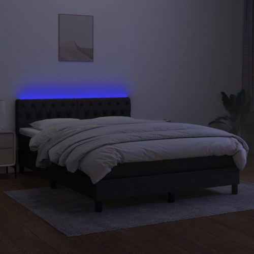 Kontinentalseng med LED-lys 140×190 cm - stof, sort