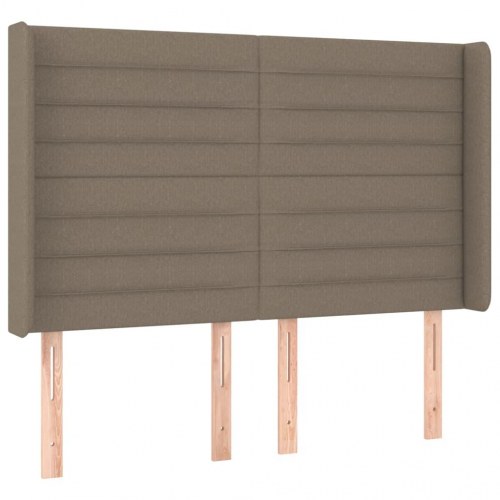Kontinentalseng med LED-lys 140x190 cm - stof, gråbrun