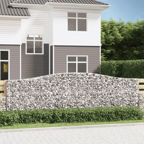 Buet gabionkurv 400x30x120/140 cm galvaniseret jern