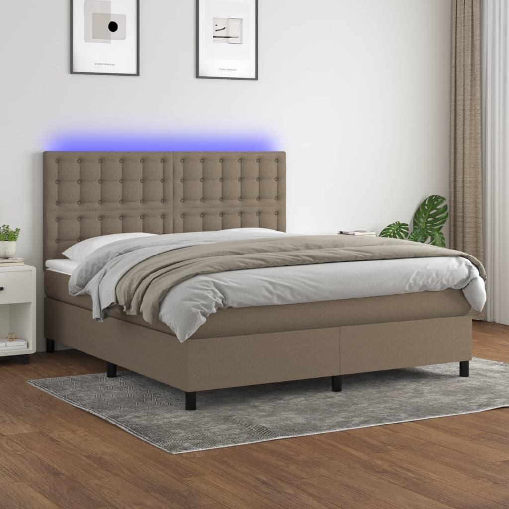 Kontinentalseng Med Led-Lys Stof Gråbrun - knapper / 160 x 200 cm