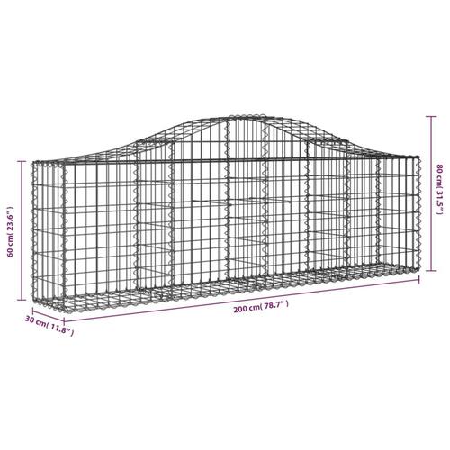 Buet gabionkurv 200x30x60/80 cm galvaniseret jern