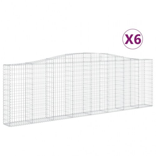 Buede gabionkurve 6 stk. 400x30x120/140 cm galvaniseret jern