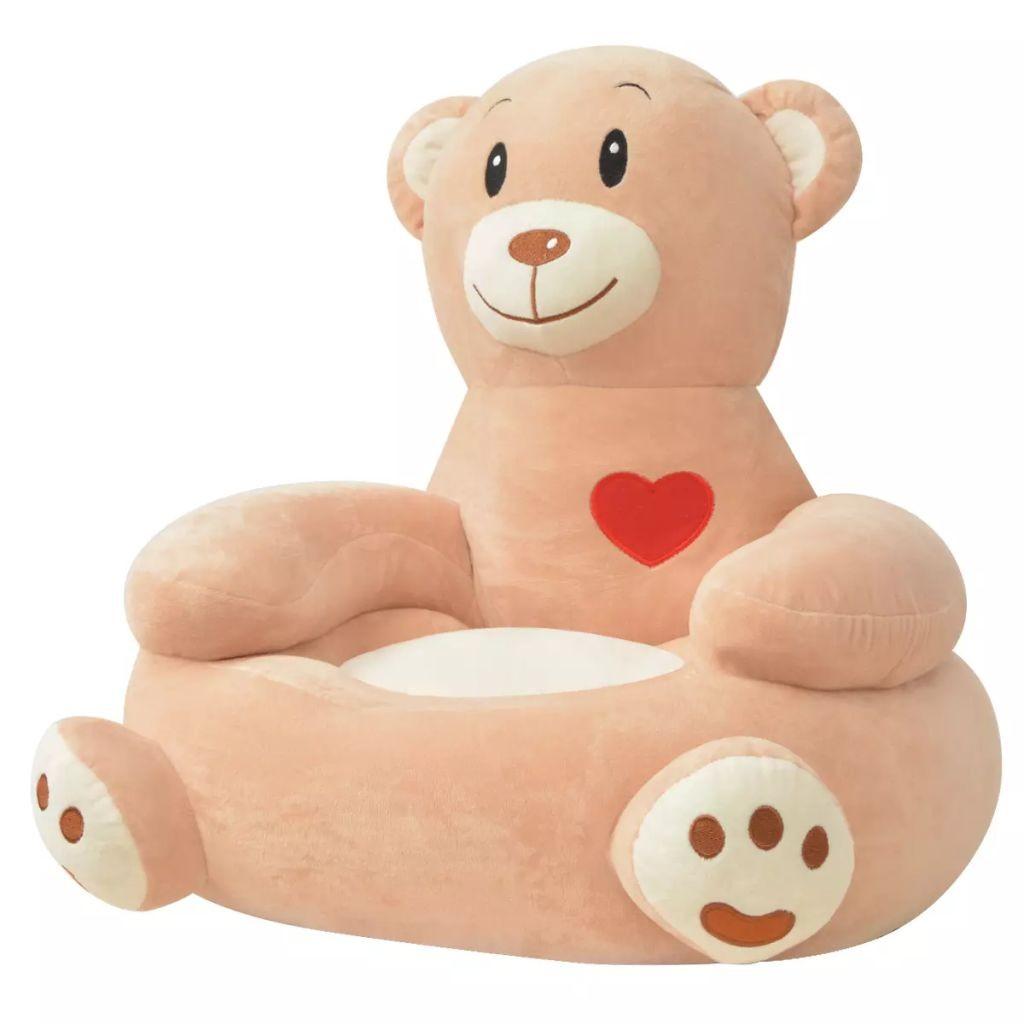 Børnestol i plys brun bjørn