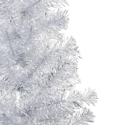 Kunstigt juletræ med juletræsfod 150 cm PET sølvfarvet