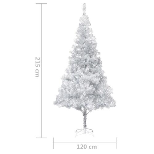 Kunstigt juletræ med fod 210 cm PET sølvfarvet