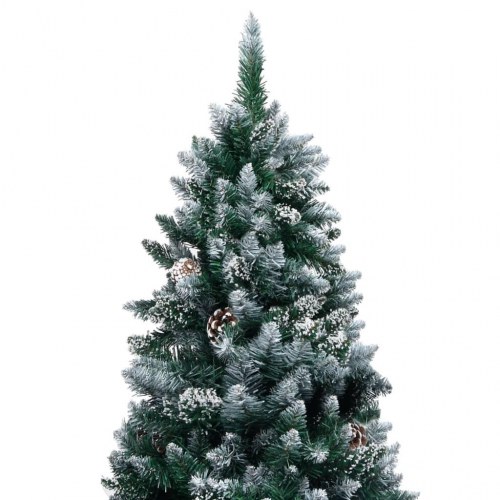 Kunstigt juletræ med grankogler og hvid sne - 150 cm