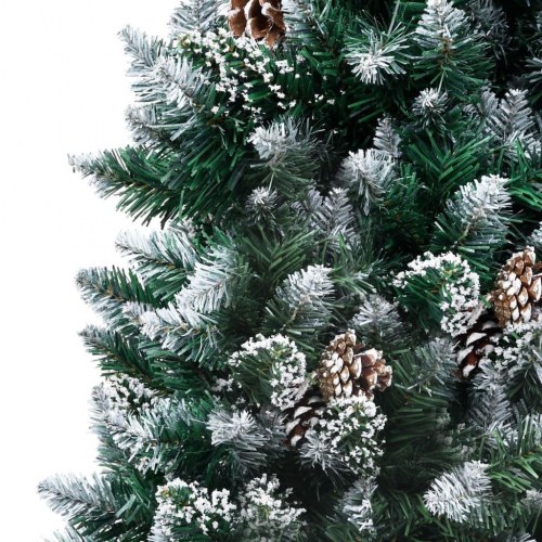 Kunstigt juletræ med grankogler og hvid sne - 150 cm