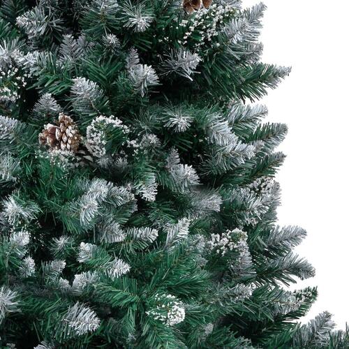 Kunstigt juletræ med grankogler og hvidt sne 180 cm