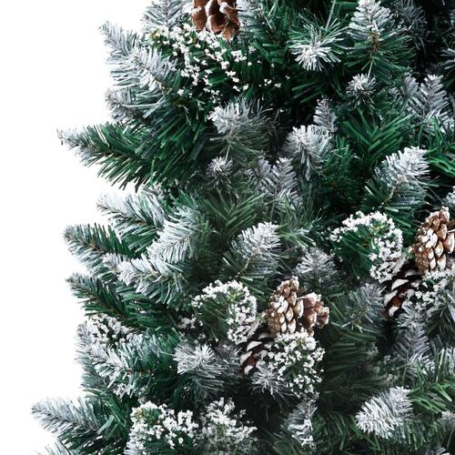 Kunstigt juletræ med grankogler og hvidt sne 180 cm