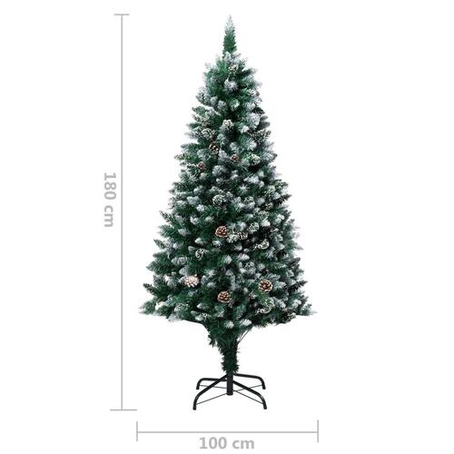 Kunstigt juletræ med grankogler og hvidt sne 180 cm