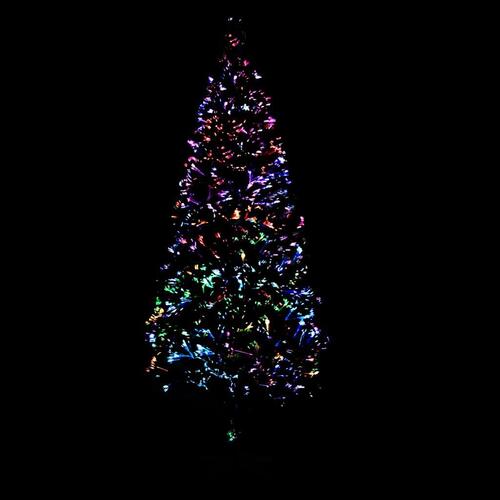 Kunstigt juletræ med fod 240 cm fiberoptik grøn