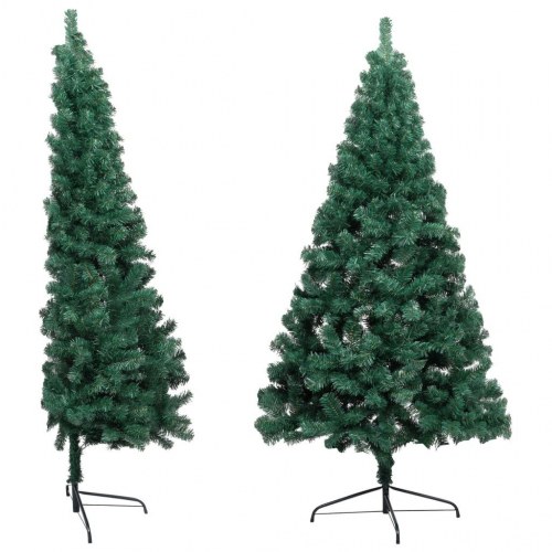 Halvt kunstigt juletræ med fod 210 cm - grøn