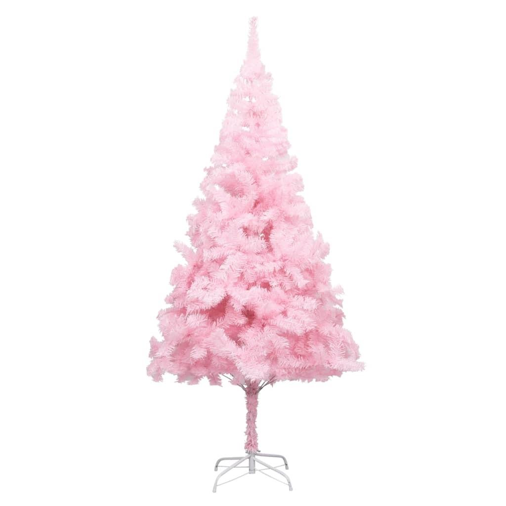 Kunstigt juletræ med fod 210 cm PVC lyserød