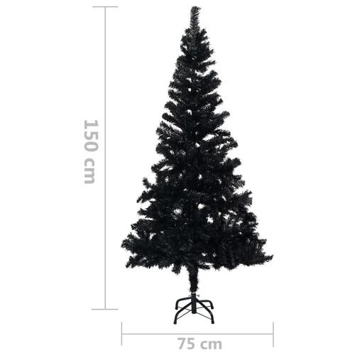 Kunstigt juletræ med fod 150 cm PVC sort